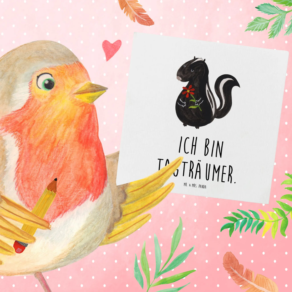 Deluxe Card skunk flower Glückwunschkarte, Grußkarte, Klappkarte, anlasskarte, faltkarte, doppelkarte, Stinktier, Skunk, Stinker, Tagträumer, Dreams, Wildtier, Träume, Stinki, Verträumt, Raubtier