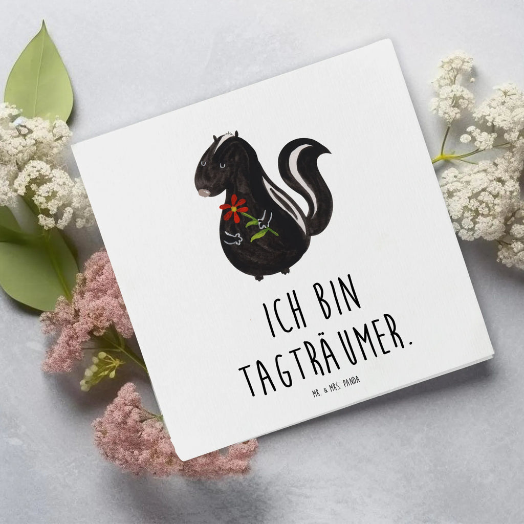 Deluxe Card skunk flower Glückwunschkarte, Grußkarte, Klappkarte, anlasskarte, faltkarte, doppelkarte, Stinktier, Skunk, Stinker, Tagträumer, Dreams, Wildtier, Träume, Stinki, Verträumt, Raubtier