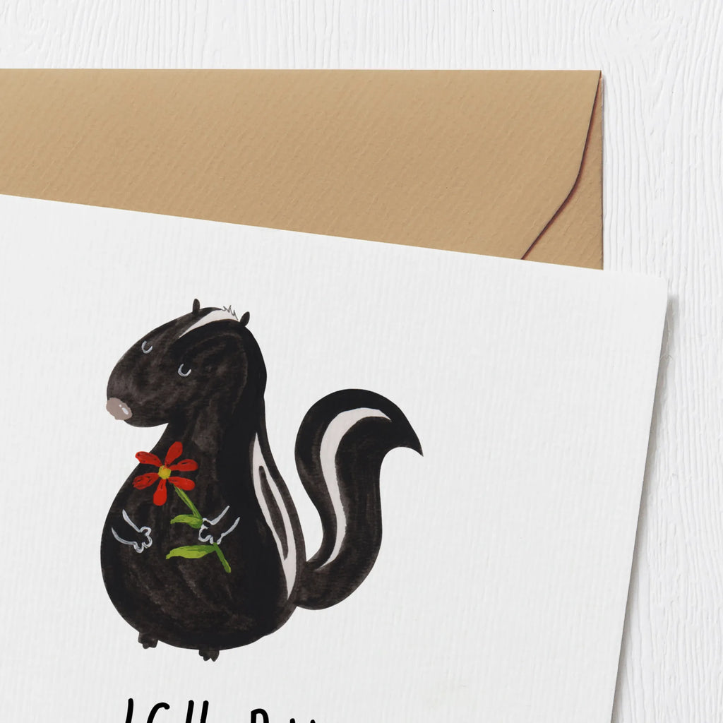 Deluxe Card skunk flower Glückwunschkarte, Grußkarte, Klappkarte, anlasskarte, faltkarte, doppelkarte, Stinktier, Skunk, Stinker, Tagträumer, Dreams, Wildtier, Träume, Stinki, Verträumt, Raubtier