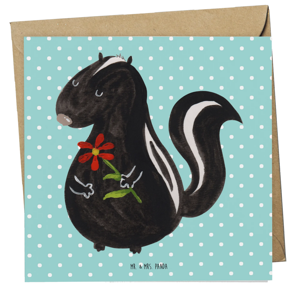 Deluxe Card skunk flower Glückwunschkarte, Grußkarte, Klappkarte, anlasskarte, faltkarte, doppelkarte, Stinktier, Skunk, Stinker, Tagträumer, Dreams, Wildtier, Träume, Stinki, Verträumt, Raubtier