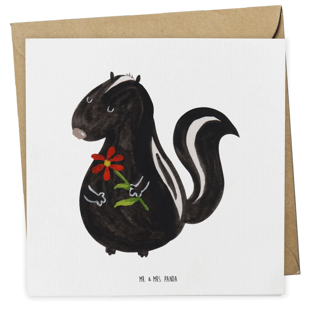Deluxe Card skunk flower Glückwunschkarte, Grußkarte, Klappkarte, anlasskarte, faltkarte, doppelkarte, Stinktier, Skunk, Stinker, Tagträumer, Dreams, Wildtier, Träume, Stinki, Verträumt, Raubtier