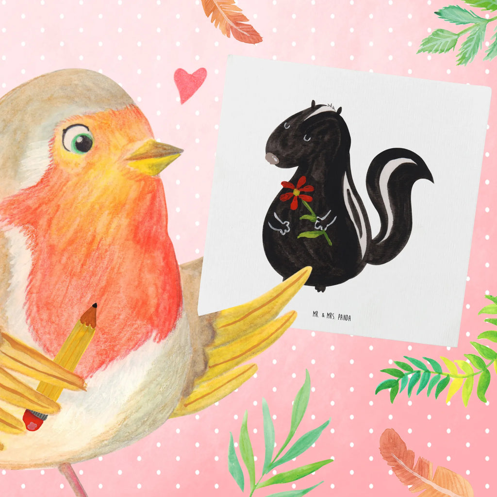 Deluxe Card skunk flower Glückwunschkarte, Grußkarte, Klappkarte, anlasskarte, faltkarte, doppelkarte, Stinktier, Skunk, Stinker, Tagträumer, Dreams, Wildtier, Träume, Stinki, Verträumt, Raubtier