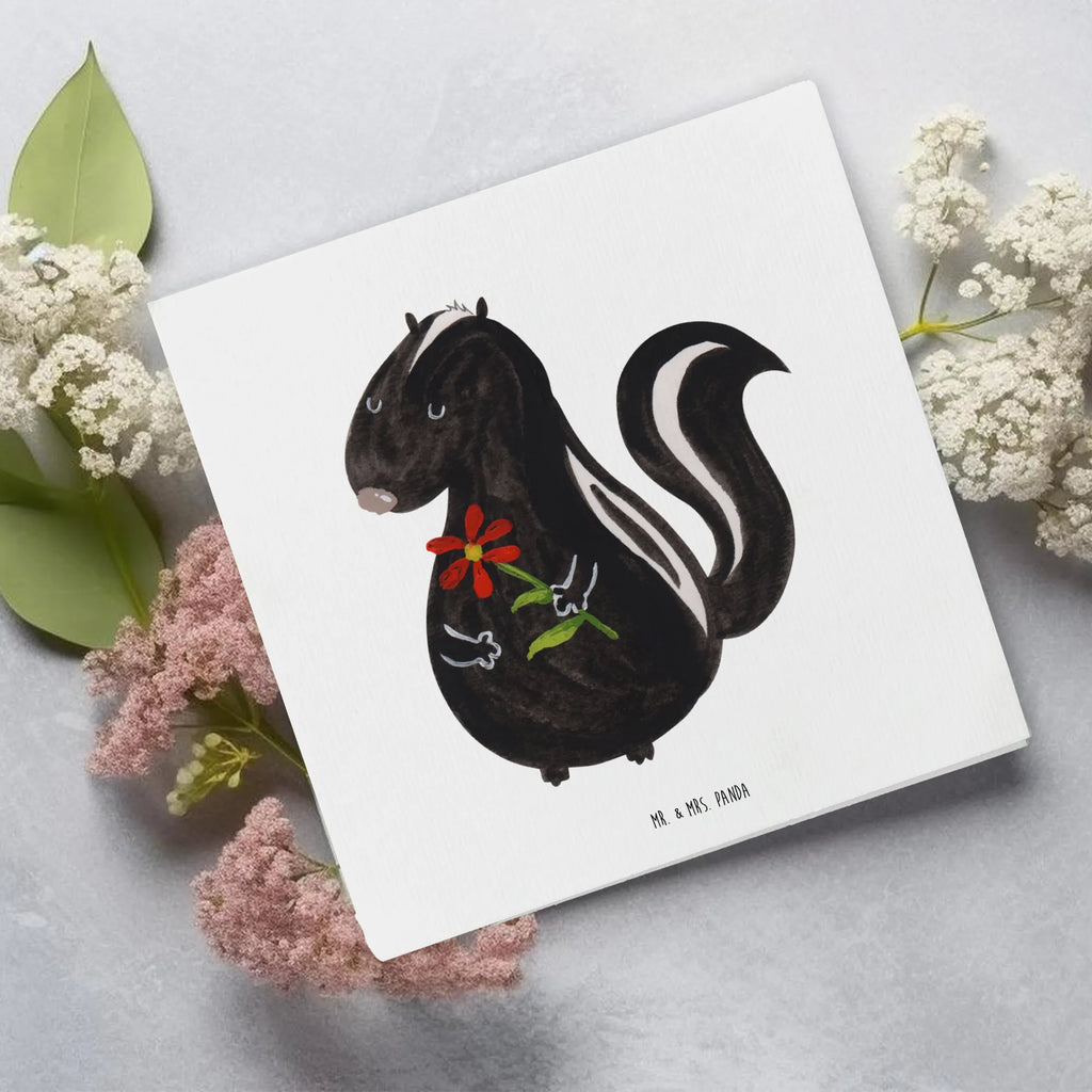 Deluxe Card skunk flower Glückwunschkarte, Grußkarte, Klappkarte, anlasskarte, faltkarte, doppelkarte, Stinktier, Skunk, Stinker, Tagträumer, Dreams, Wildtier, Träume, Stinki, Verträumt, Raubtier