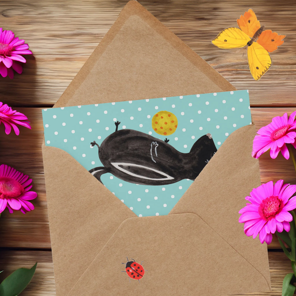 Deluxe Card skunk ball Glückwunschkarte, Klappkarte, Grußkarte, faltkarte, anlasskarte, doppelkarte, Stinktier, Skunk, Weisheit, Stinker, Wildtier, Stinki, Verspielt, Raubtier