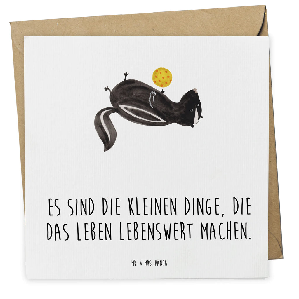 Deluxe Card skunk ball Glückwunschkarte, Klappkarte, Grußkarte, faltkarte, anlasskarte, doppelkarte, Stinktier, Skunk, Weisheit, Stinker, Wildtier, Stinki, Verspielt, Raubtier