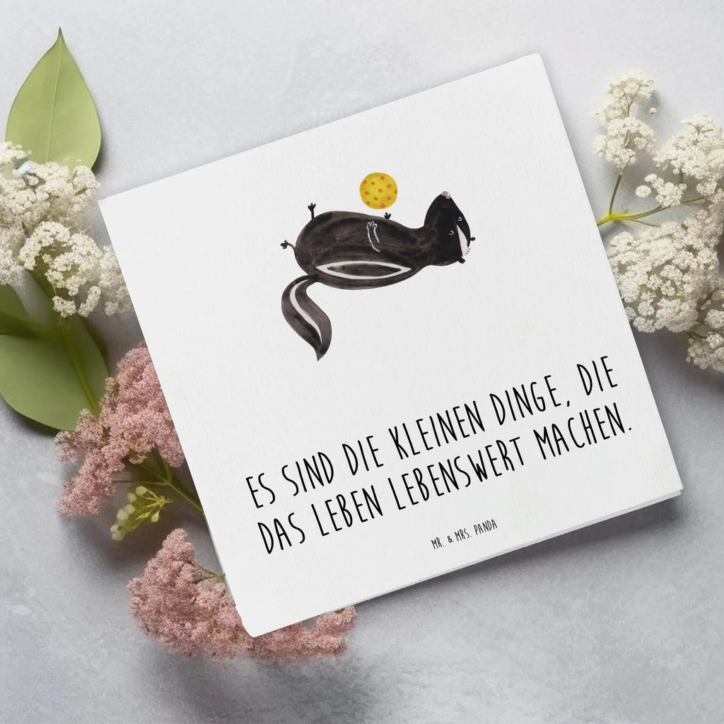 Deluxe Card skunk ball Glückwunschkarte, Klappkarte, Grußkarte, faltkarte, anlasskarte, doppelkarte, Stinktier, Skunk, Weisheit, Stinker, Wildtier, Stinki, Verspielt, Raubtier