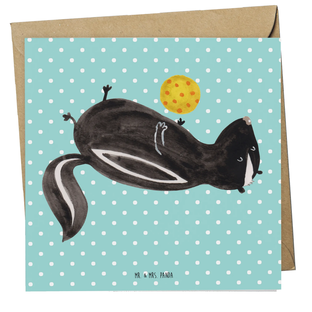 Deluxe Card skunk ball Glückwunschkarte, Klappkarte, Grußkarte, faltkarte, anlasskarte, doppelkarte, Stinktier, Skunk, Weisheit, Stinker, Wildtier, Stinki, Verspielt, Raubtier