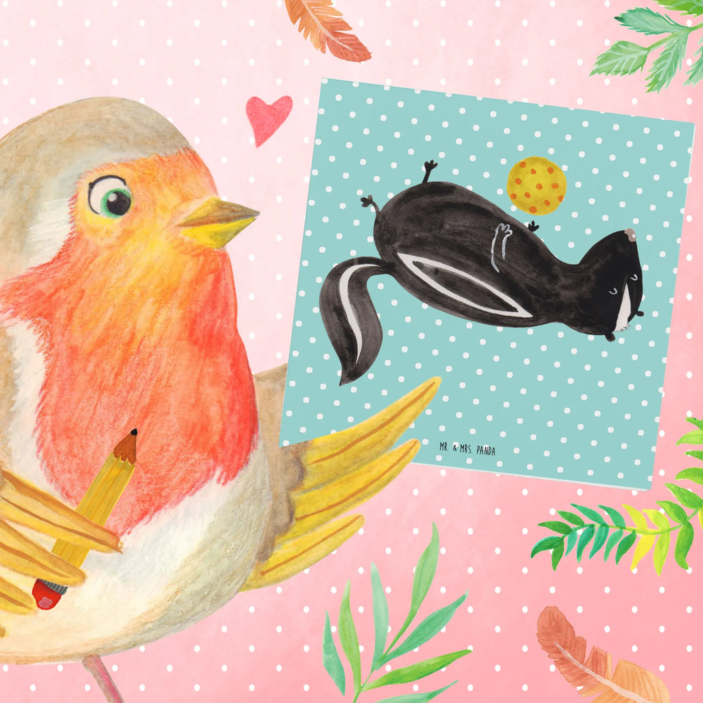 Deluxe Card skunk ball Glückwunschkarte, Klappkarte, Grußkarte, faltkarte, anlasskarte, doppelkarte, Stinktier, Skunk, Weisheit, Stinker, Wildtier, Stinki, Verspielt, Raubtier