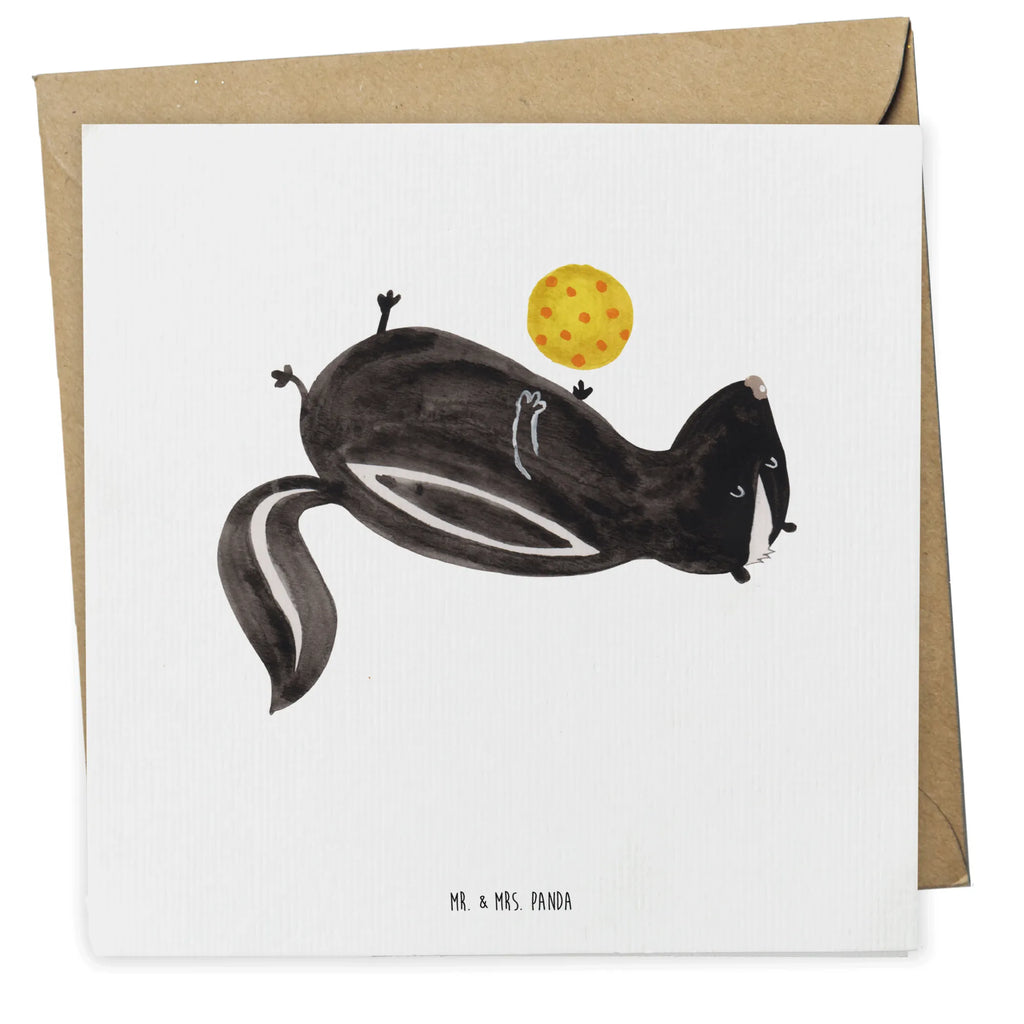 Deluxe Card skunk ball Glückwunschkarte, Klappkarte, Grußkarte, faltkarte, anlasskarte, doppelkarte, Stinktier, Skunk, Weisheit, Stinker, Wildtier, Stinki, Verspielt, Raubtier