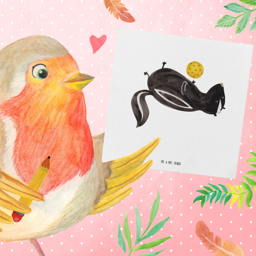 Deluxe Card skunk ball Glückwunschkarte, Klappkarte, Grußkarte, faltkarte, anlasskarte, doppelkarte, Stinktier, Skunk, Weisheit, Stinker, Wildtier, Stinki, Verspielt, Raubtier