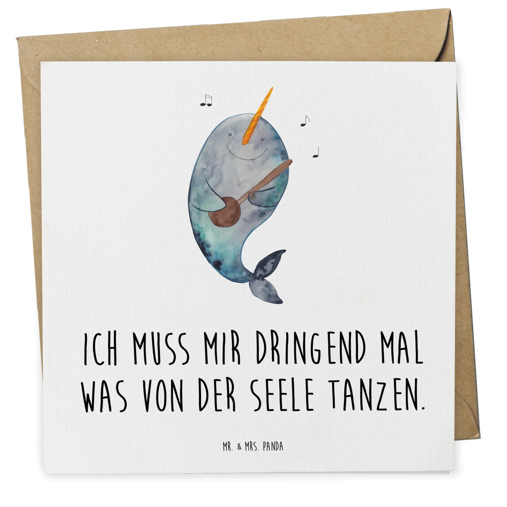 Deluxe Card narwhal guitar anlasskarte, Glückwunschkarte, Klappkarte, doppelkarte, Grußkarte, faltkarte, Urlaub, Meerestiere, Meer, Wal, Tanzen, Probleme, Problemlösung, Gespräche, Narwal, Gitarre, Frust