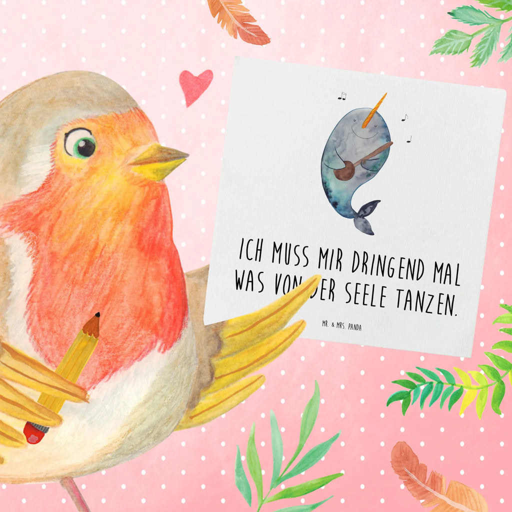 Deluxe Card narwhal guitar anlasskarte, Glückwunschkarte, Klappkarte, doppelkarte, Grußkarte, faltkarte, Urlaub, Meerestiere, Meer, Wal, Tanzen, Probleme, Problemlösung, Gespräche, Narwal, Gitarre, Frust