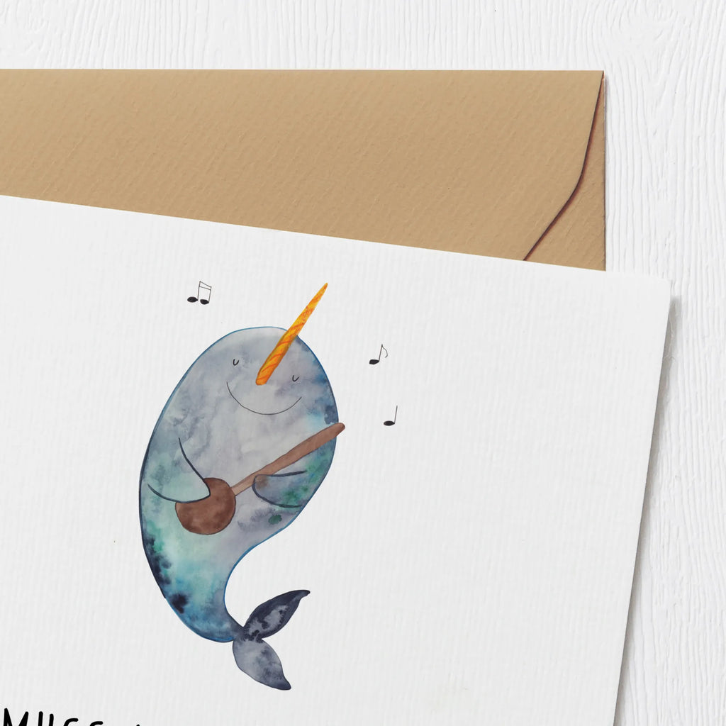 Deluxe Card narwhal guitar anlasskarte, Glückwunschkarte, Klappkarte, doppelkarte, Grußkarte, faltkarte, Urlaub, Meerestiere, Meer, Wal, Tanzen, Probleme, Problemlösung, Gespräche, Narwal, Gitarre, Frust