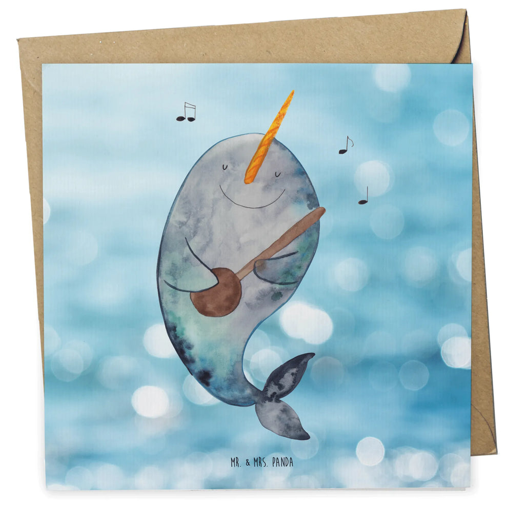 Deluxe Card narwhal guitar anlasskarte, Glückwunschkarte, Klappkarte, doppelkarte, Grußkarte, faltkarte, Urlaub, Meerestiere, Meer, Wal, Tanzen, Probleme, Problemlösung, Gespräche, Narwal, Gitarre, Frust