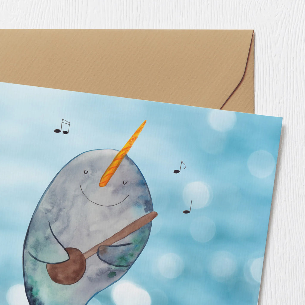 Deluxe Card narwhal guitar anlasskarte, Glückwunschkarte, Klappkarte, doppelkarte, Grußkarte, faltkarte, Urlaub, Meerestiere, Meer, Wal, Tanzen, Probleme, Problemlösung, Gespräche, Narwal, Gitarre, Frust