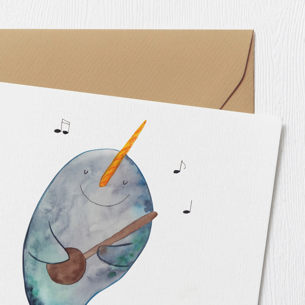 Deluxe Card narwhal guitar anlasskarte, Glückwunschkarte, Klappkarte, doppelkarte, Grußkarte, faltkarte, Urlaub, Meerestiere, Meer, Wal, Tanzen, Probleme, Problemlösung, Gespräche, Narwal, Gitarre, Frust