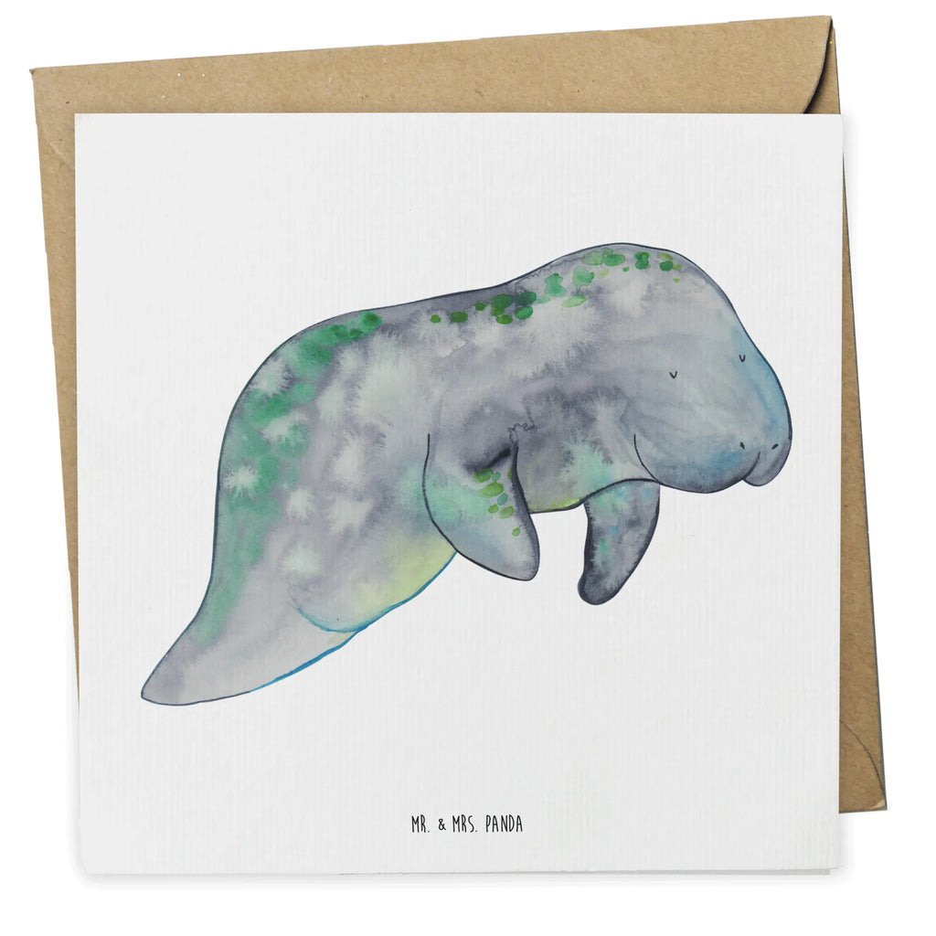 Deluxe Card manatee Relax anlasskarte, Grußkarte, doppelkarte, Klappkarte, faltkarte, Glückwunschkarte, Urlaub, Meerestiere, Meer, Diät, Seekuh, Abnehmen, Diätwahn, Zucker, Süßigkeiten, Essen, Seekühe
