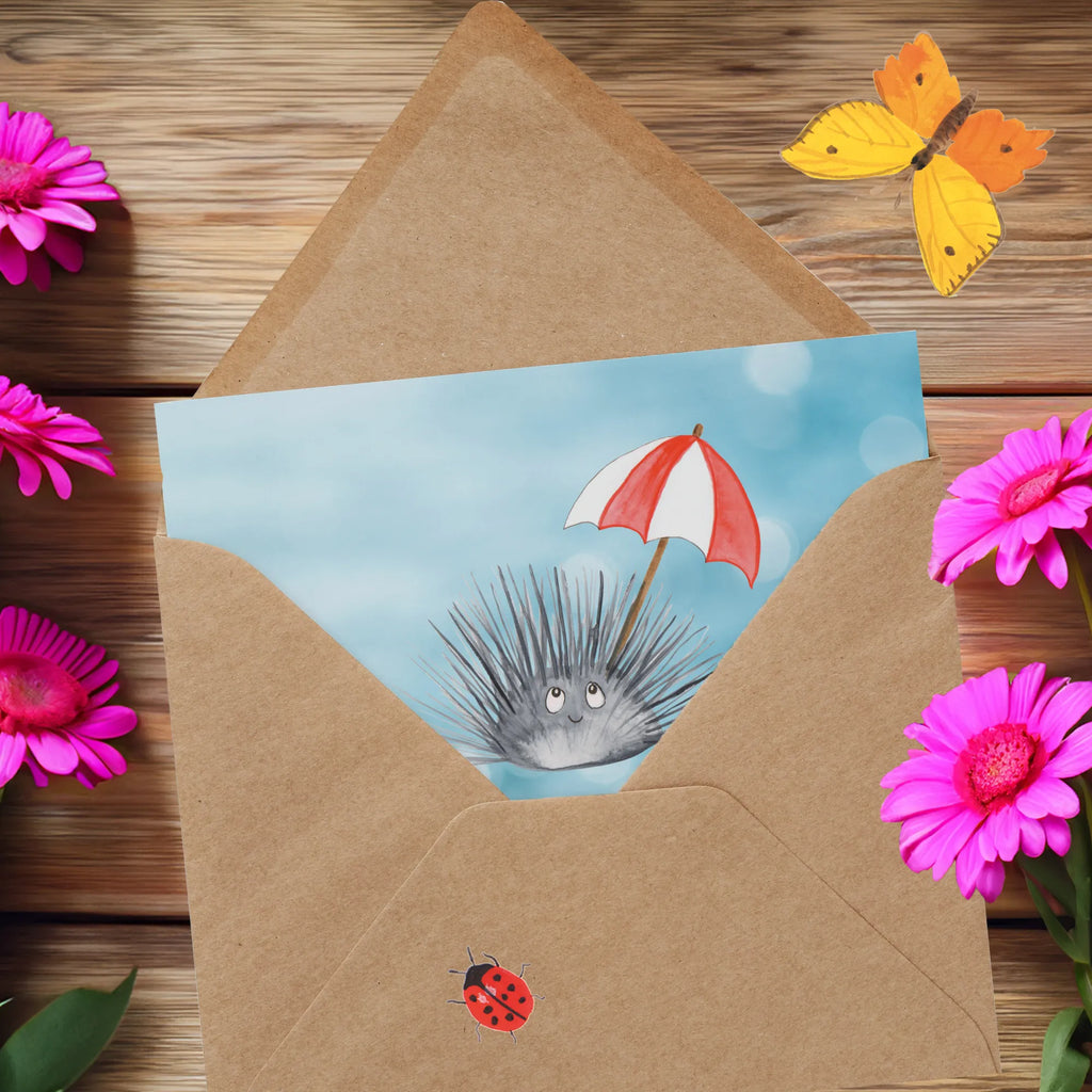 Deluxe Card Sea urchins faltkarte, Klappkarte, Grußkarte, doppelkarte, anlasskarte, Glückwunschkarte, Urlaub, Meerestiere, Meer, Leben, Seeigel, Achtsamkeit, Hier und Jetzt, Lebe, Selbstakzeptanz, Selbstliebe