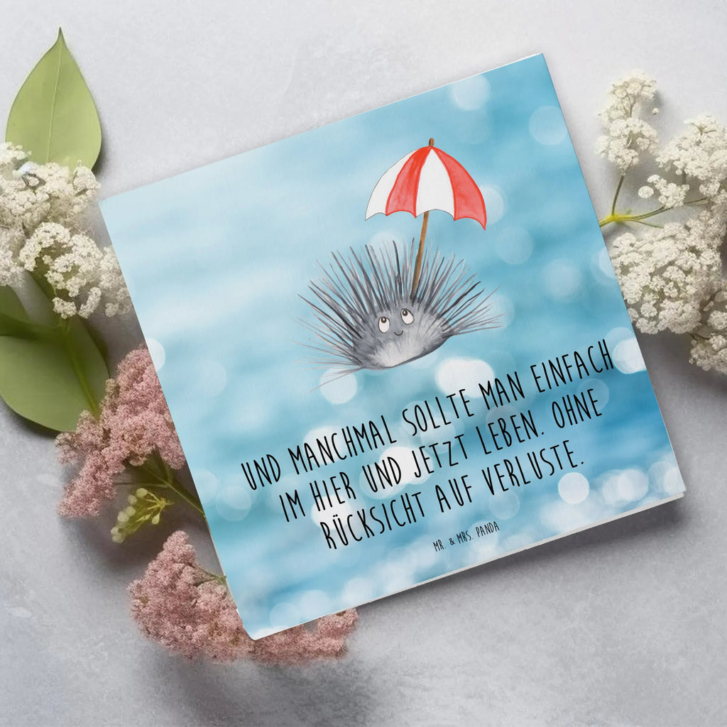 Deluxe Card Sea urchins faltkarte, Klappkarte, Grußkarte, doppelkarte, anlasskarte, Glückwunschkarte, Urlaub, Meerestiere, Meer, Leben, Seeigel, Achtsamkeit, Hier und Jetzt, Lebe, Selbstakzeptanz, Selbstliebe