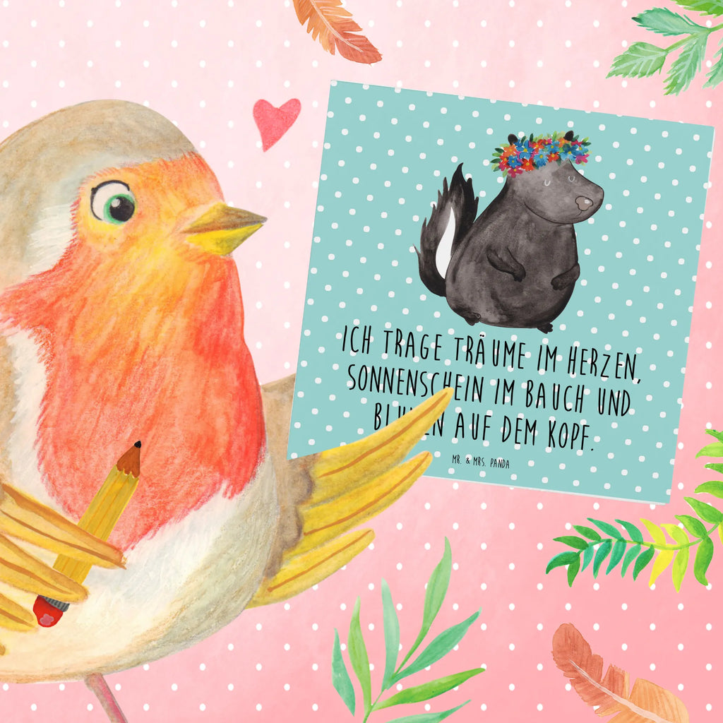 Deluxe Karte Stinktier Mädchen faltkarte, Klappkarte, anlasskarte, Glückwunschkarte, Grußkarte, doppelkarte, Stinktier, Skunk, Namaste, Wildtier, Yoga, Stinki, Raubtier, Stinker