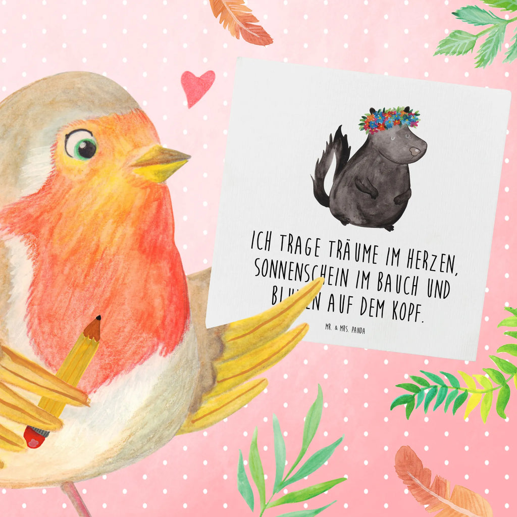 Deluxe Karte Stinktier Mädchen faltkarte, Klappkarte, anlasskarte, Glückwunschkarte, Grußkarte, doppelkarte, Stinktier, Skunk, Namaste, Wildtier, Yoga, Stinki, Raubtier, Stinker