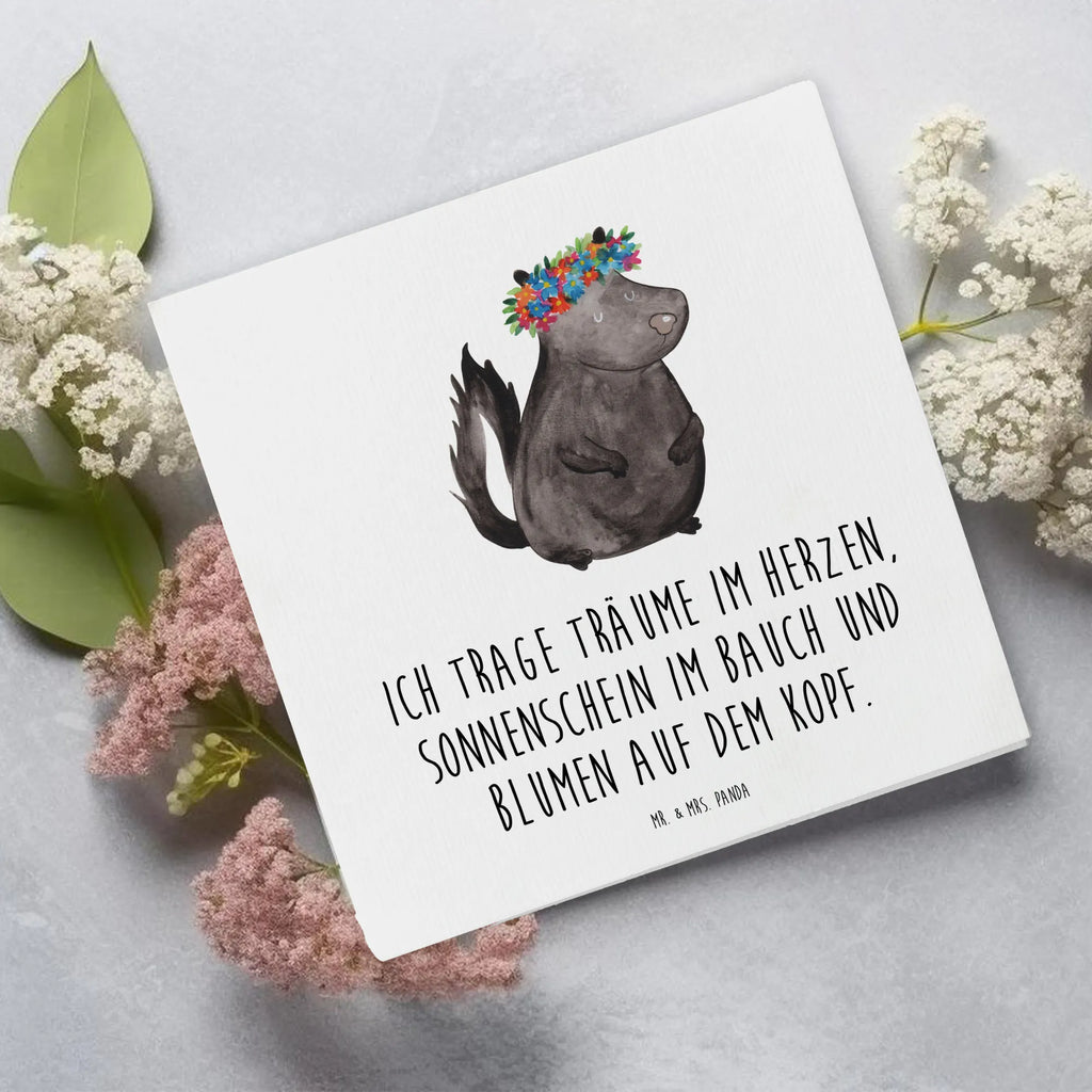 Deluxe Karte Stinktier Mädchen faltkarte, Klappkarte, anlasskarte, Glückwunschkarte, Grußkarte, doppelkarte, Stinktier, Skunk, Namaste, Wildtier, Yoga, Stinki, Raubtier, Stinker