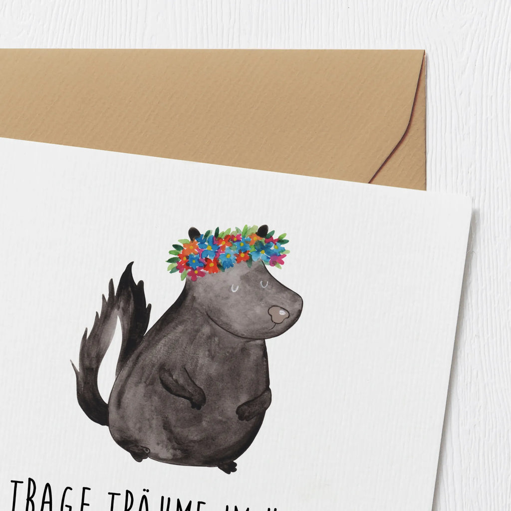 Deluxe Karte Stinktier Mädchen faltkarte, Klappkarte, anlasskarte, Glückwunschkarte, Grußkarte, doppelkarte, Stinktier, Skunk, Namaste, Wildtier, Yoga, Stinki, Raubtier, Stinker