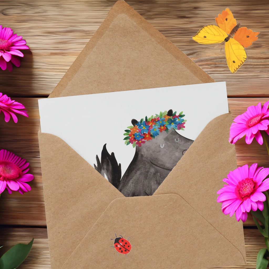 Deluxe Karte Stinktier Mädchen faltkarte, Klappkarte, anlasskarte, Glückwunschkarte, Grußkarte, doppelkarte, Stinktier, Skunk, Namaste, Wildtier, Yoga, Stinki, Raubtier, Stinker