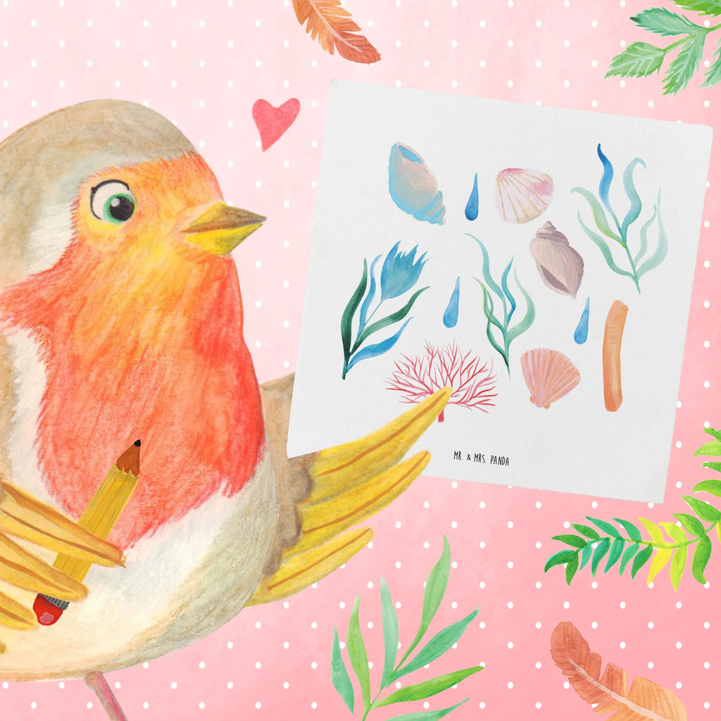 Deluxe Card Sound of the Sea Design Glückwunschkarte, Klappkarte, faltkarte, doppelkarte, anlasskarte, Grußkarte, Muster, Beach, Muscheln, Korallen, Strand, Meer, Maritim, Strand Motive