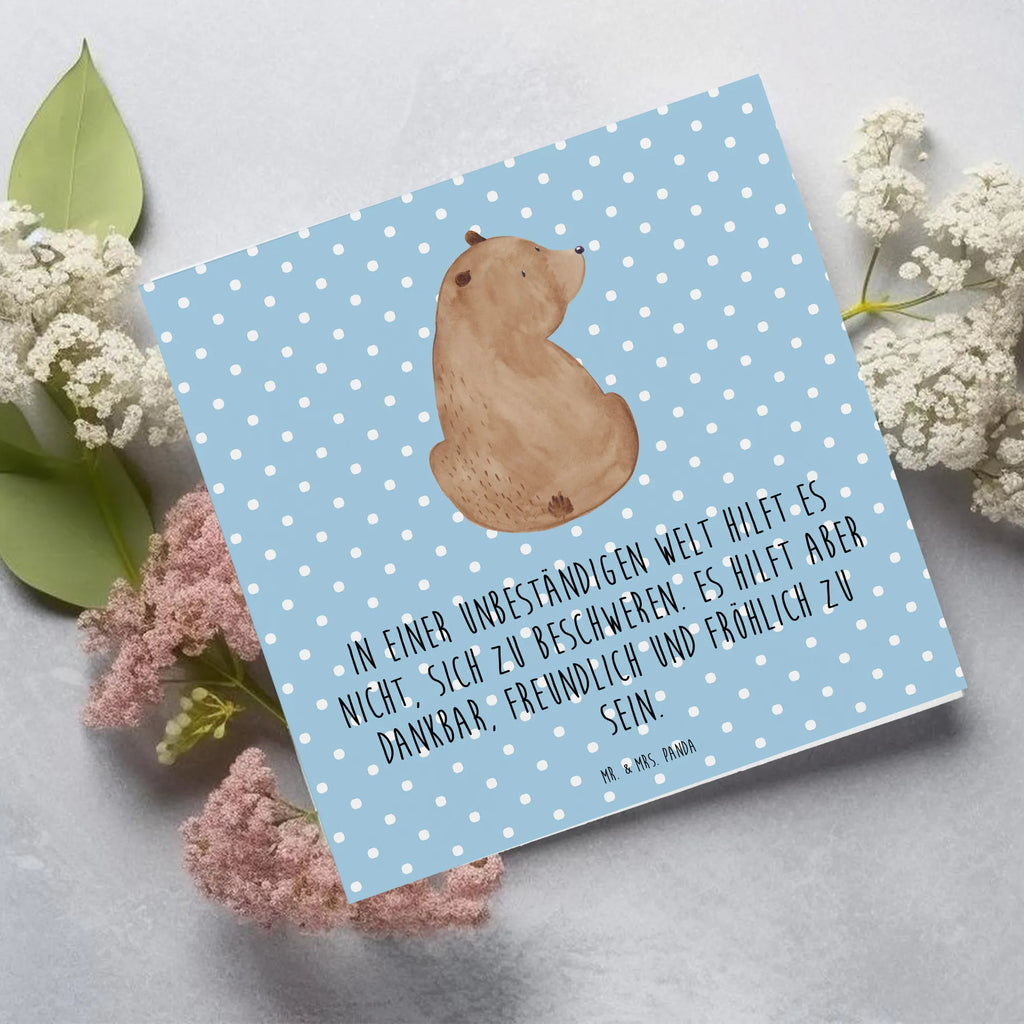 Deluxe Karte Bär Schulterblick Karte, Einladungskarte, Hochwertige Grußkarte, Hochzeitskarte, Klappkarte, Hochwertige Klappkarte, Glückwunschkarte, Grußkarte, Geburtstagskarte, Bär, Teddy, Teddybär, Weisheit, Bärenliebe, Motivation, Weltansicht, Selbstachtung, Bären