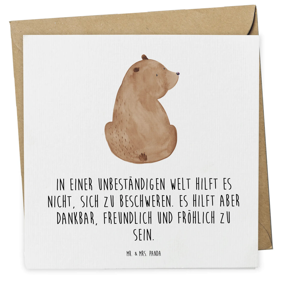 Deluxe Karte Bär Schulterblick faltkarte, Klappkarte, Glückwunschkarte, Grußkarte, doppelkarte, anlasskarte, Teddy, Bär, Teddybär, Weltansicht, Weisheit, Bärenliebe, Bären, Motivation, Selbstachtung