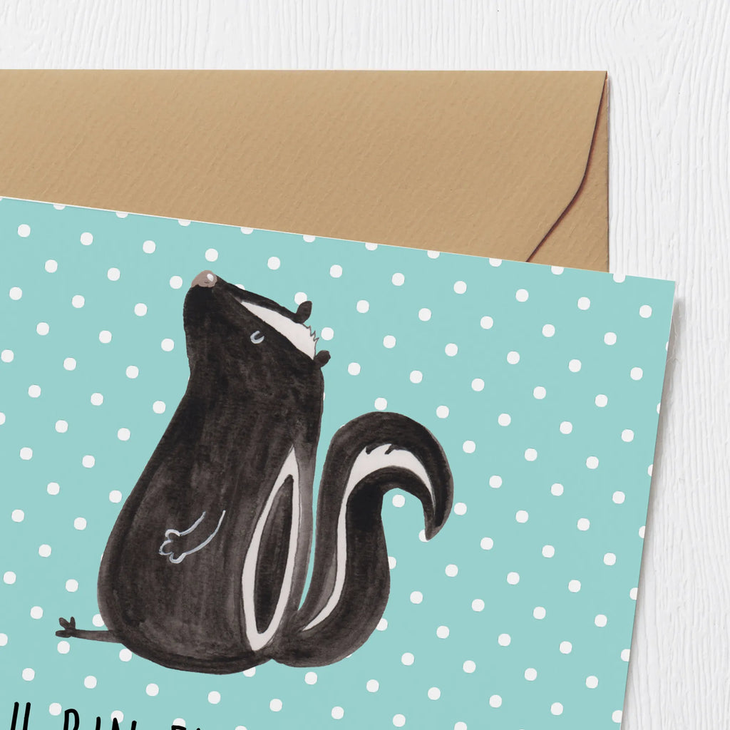 Deluxe Card skunk Sit Grußkarte, doppelkarte, anlasskarte, Glückwunschkarte, faltkarte, Klappkarte, Stinktier, Skunk, Büro, Stinker, Wildtier, Recht, Stinki, Spruch, Raubtier, Besserwisser