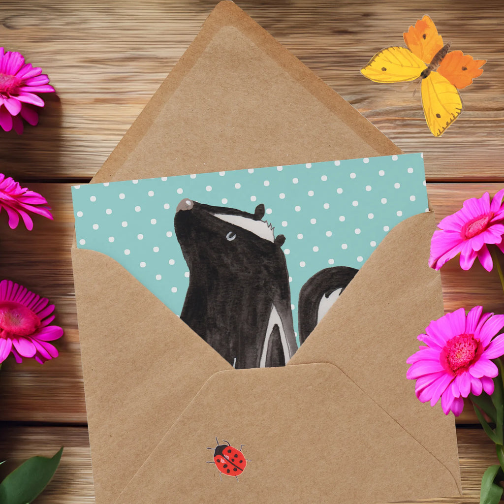 Deluxe Card skunk Sit Grußkarte, doppelkarte, anlasskarte, Glückwunschkarte, faltkarte, Klappkarte, Stinktier, Skunk, Büro, Stinker, Wildtier, Recht, Stinki, Spruch, Raubtier, Besserwisser