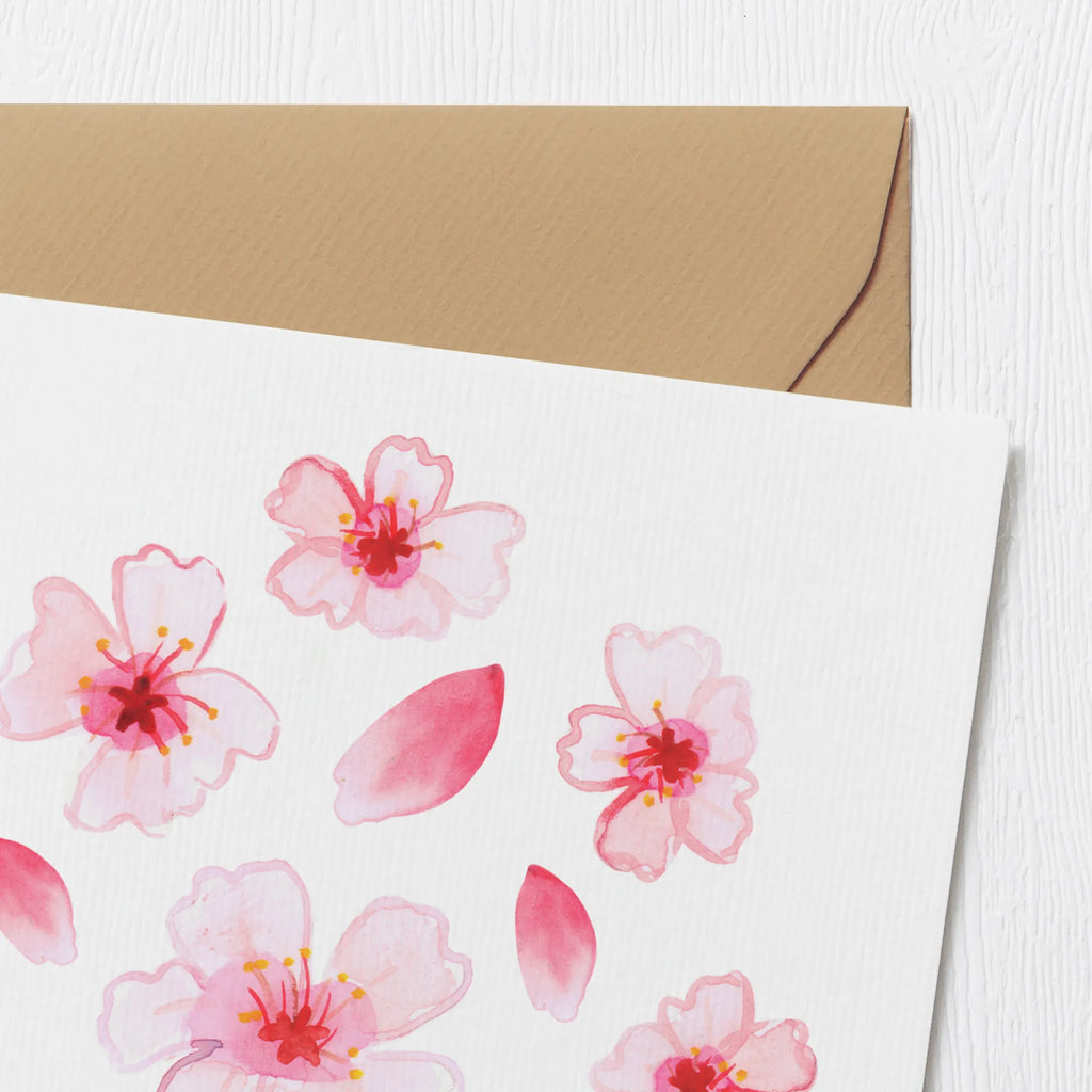 Deluxe Card Cherry Blossoms Sea Grußkarte, Hochzeitskarte, Glückwunschkarte, Karte, Klappkarte, Hochwertige Klappkarte, Hochwertige Grußkarte, Geburtstagskarte, Einladungskarte, Kirschblüten, Muster, Blüten, Blumen, Blütenmuster