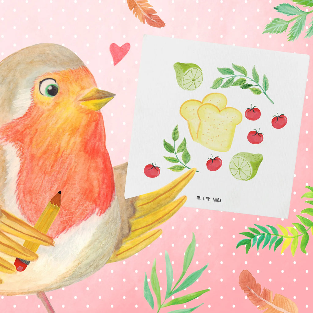 Deluxe Karte Küchenmagie Design Grußkarte, faltkarte, Klappkarte, anlasskarte, doppelkarte, Glückwunschkarte, Aquarell, Limette, Kräuter, Muster, Toastbrot, Tomaten, Küche, Küchenmuster, Kochen, Küchenliebe