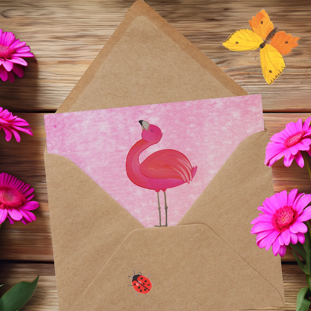 Deluxe Karte Flamingo Stolz Hochwertige Klappkarte, Karte, Hochzeitskarte, Grußkarte, Einladungskarte, Glückwunschkarte, Geburtstagskarte, Hochwertige Grußkarte, Klappkarte, Flamingo, Selbstliebe, beste Freundin, stolz, Mama, Selbstakzeptanz, Freundin, Tochter, Schwester, Freude