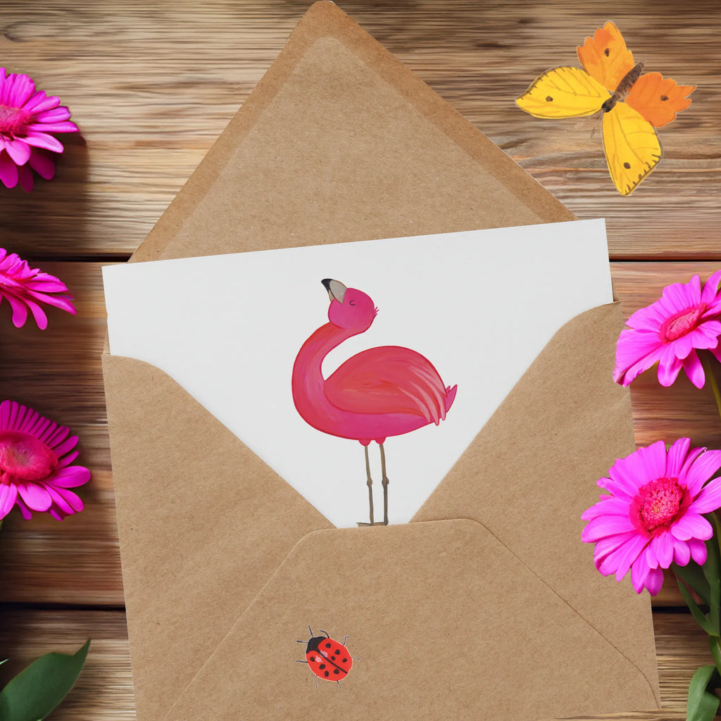 Deluxe Karte Flamingo Stolz Hochwertige Klappkarte, Karte, Hochzeitskarte, Grußkarte, Einladungskarte, Glückwunschkarte, Geburtstagskarte, Hochwertige Grußkarte, Klappkarte, Flamingo, Selbstliebe, beste Freundin, stolz, Mama, Selbstakzeptanz, Freundin, Tochter, Schwester, Freude