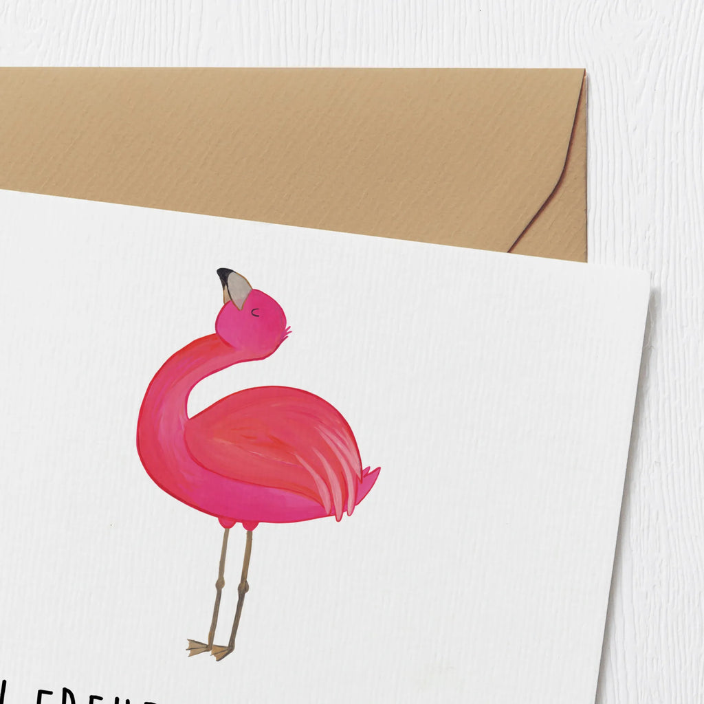 Deluxe Karte Flamingo Stolz Hochwertige Klappkarte, Karte, Hochzeitskarte, Grußkarte, Einladungskarte, Glückwunschkarte, Geburtstagskarte, Hochwertige Grußkarte, Klappkarte, Flamingo, Selbstliebe, beste Freundin, stolz, Mama, Selbstakzeptanz, Freundin, Tochter, Schwester, Freude