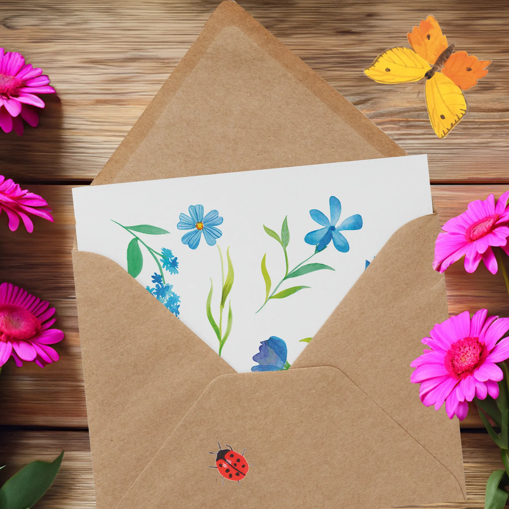 Deluxe Card Summer Thoughts Design Karte, Glückwunschkarte, Grußkarte, Geburtstagskarte, Hochzeitskarte, Klappkarte, Hochwertige Klappkarte, Hochwertige Grußkarte, Einladungskarte, blaue Blumen, Blumen, Aquarell, blaues Muster, Blumenmuster