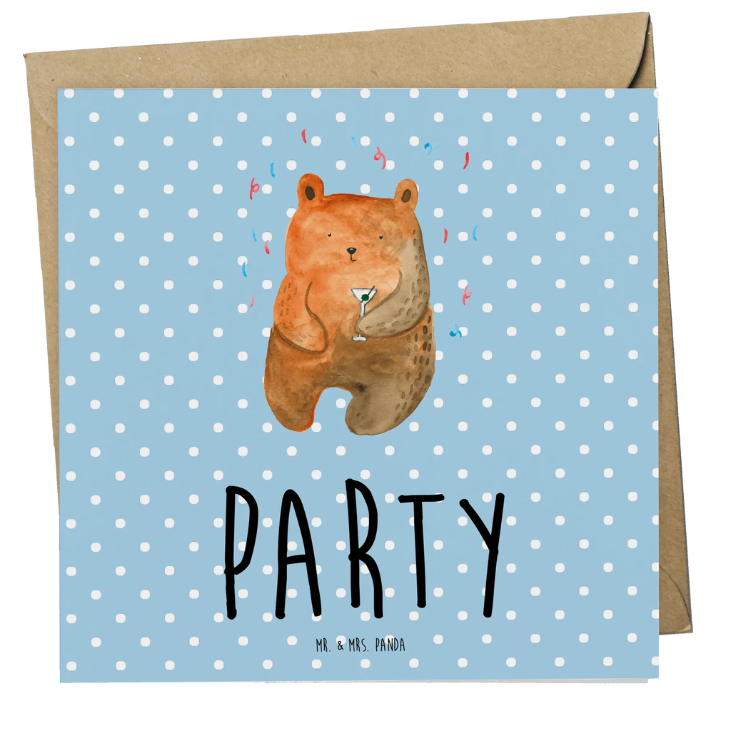 Deluxe Card bear party Hochwertige Grußkarte, Geburtstagskarte, Hochzeitskarte, Einladungskarte, Grußkarte, Klappkarte, Karte, Glückwunschkarte, Hochwertige Klappkarte, Bär, Teddy, Teddybär, Abfeiern, Party, Geschenk, Gute Laune, Geburtstagsgeschenk, Geburtstag, Feiern, Mitbringsel, Lustig
