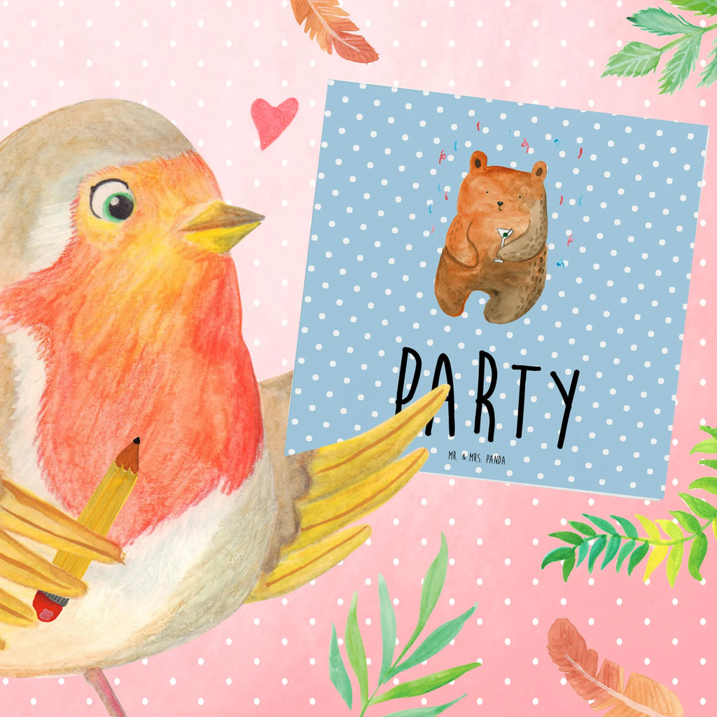 Deluxe Card bear party Hochwertige Grußkarte, Geburtstagskarte, Hochzeitskarte, Einladungskarte, Grußkarte, Klappkarte, Karte, Glückwunschkarte, Hochwertige Klappkarte, Bär, Teddy, Teddybär, Abfeiern, Party, Geschenk, Gute Laune, Geburtstagsgeschenk, Geburtstag, Feiern, Mitbringsel, Lustig