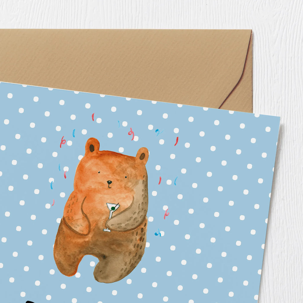 Deluxe Card bear party Hochwertige Grußkarte, Geburtstagskarte, Hochzeitskarte, Einladungskarte, Grußkarte, Klappkarte, Karte, Glückwunschkarte, Hochwertige Klappkarte, Bär, Teddy, Teddybär, Abfeiern, Party, Geschenk, Gute Laune, Geburtstagsgeschenk, Geburtstag, Feiern, Mitbringsel, Lustig