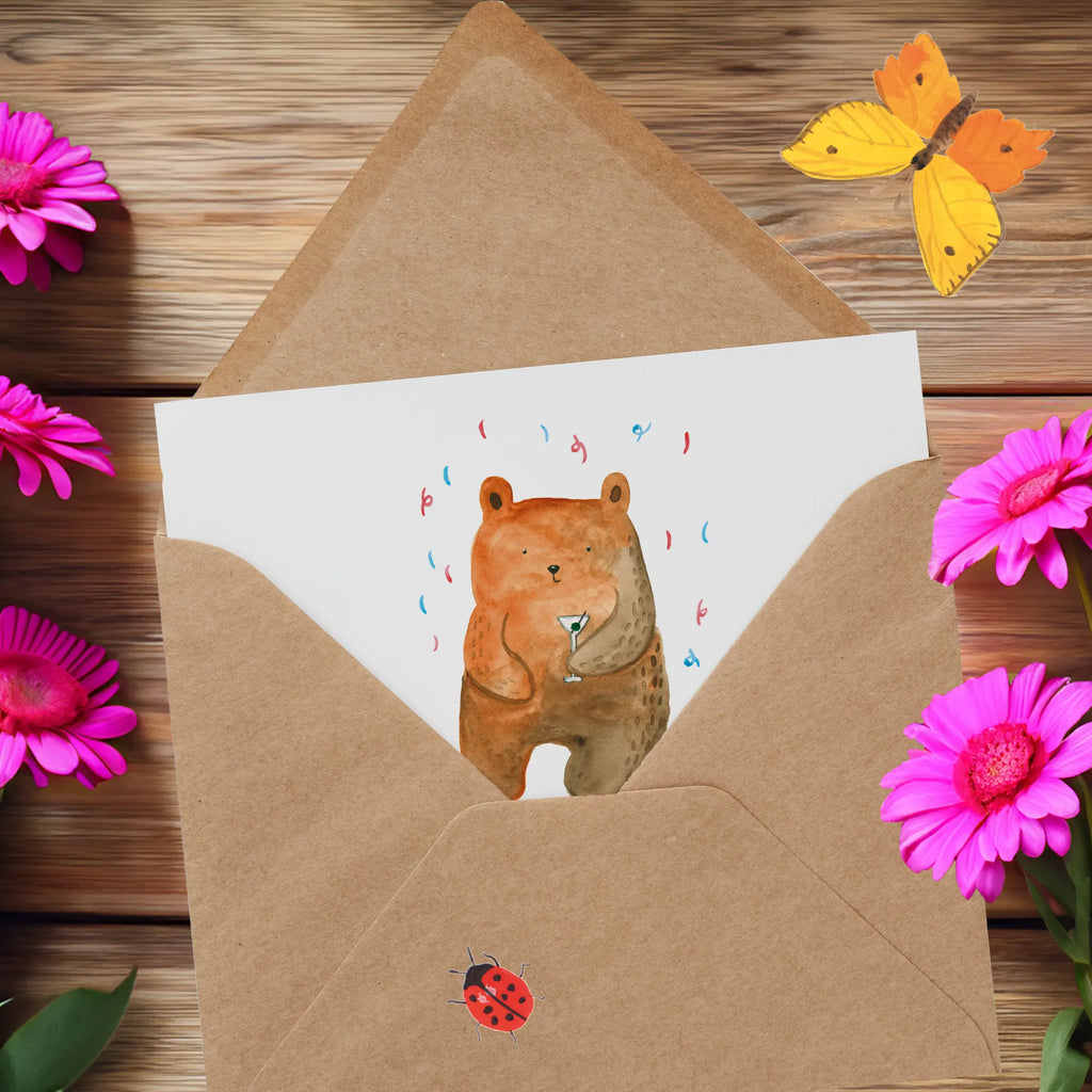 Deluxe Card bear party Hochwertige Grußkarte, Geburtstagskarte, Hochzeitskarte, Einladungskarte, Grußkarte, Klappkarte, Karte, Glückwunschkarte, Hochwertige Klappkarte, Bär, Teddy, Teddybär, Abfeiern, Party, Geschenk, Gute Laune, Geburtstagsgeschenk, Geburtstag, Feiern, Mitbringsel, Lustig