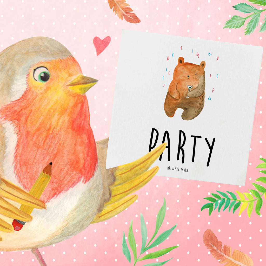 Deluxe Card bear party Hochwertige Grußkarte, Geburtstagskarte, Hochzeitskarte, Einladungskarte, Grußkarte, Klappkarte, Karte, Glückwunschkarte, Hochwertige Klappkarte, Bär, Teddy, Teddybär, Abfeiern, Party, Geschenk, Gute Laune, Geburtstagsgeschenk, Geburtstag, Feiern, Mitbringsel, Lustig