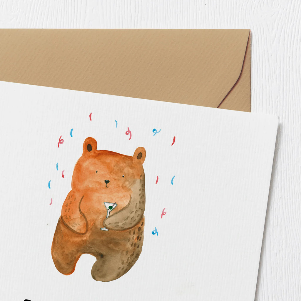 Deluxe Card bear party Hochwertige Grußkarte, Geburtstagskarte, Hochzeitskarte, Einladungskarte, Grußkarte, Klappkarte, Karte, Glückwunschkarte, Hochwertige Klappkarte, Bär, Teddy, Teddybär, Abfeiern, Party, Geschenk, Gute Laune, Geburtstagsgeschenk, Geburtstag, Feiern, Mitbringsel, Lustig