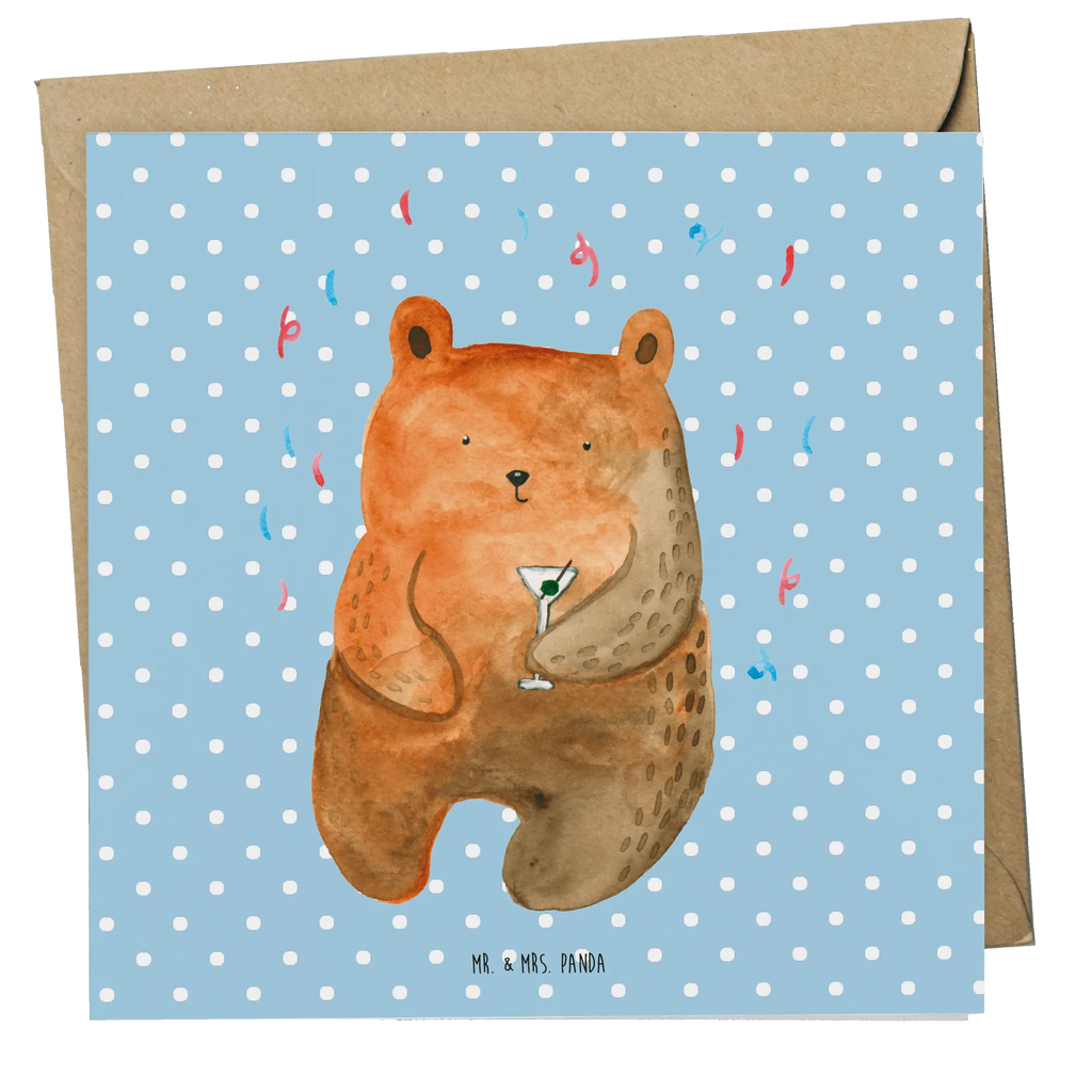 Deluxe Card bear party Hochwertige Grußkarte, Geburtstagskarte, Hochzeitskarte, Einladungskarte, Grußkarte, Klappkarte, Karte, Glückwunschkarte, Hochwertige Klappkarte, Bär, Teddy, Teddybär, Abfeiern, Party, Geschenk, Gute Laune, Geburtstagsgeschenk, Geburtstag, Feiern, Mitbringsel, Lustig