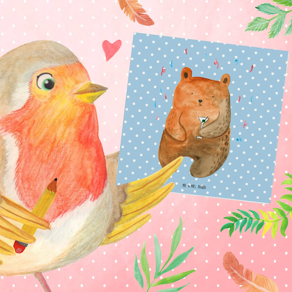 Deluxe Card bear party Hochwertige Grußkarte, Geburtstagskarte, Hochzeitskarte, Einladungskarte, Grußkarte, Klappkarte, Karte, Glückwunschkarte, Hochwertige Klappkarte, Bär, Teddy, Teddybär, Abfeiern, Party, Geschenk, Gute Laune, Geburtstagsgeschenk, Geburtstag, Feiern, Mitbringsel, Lustig