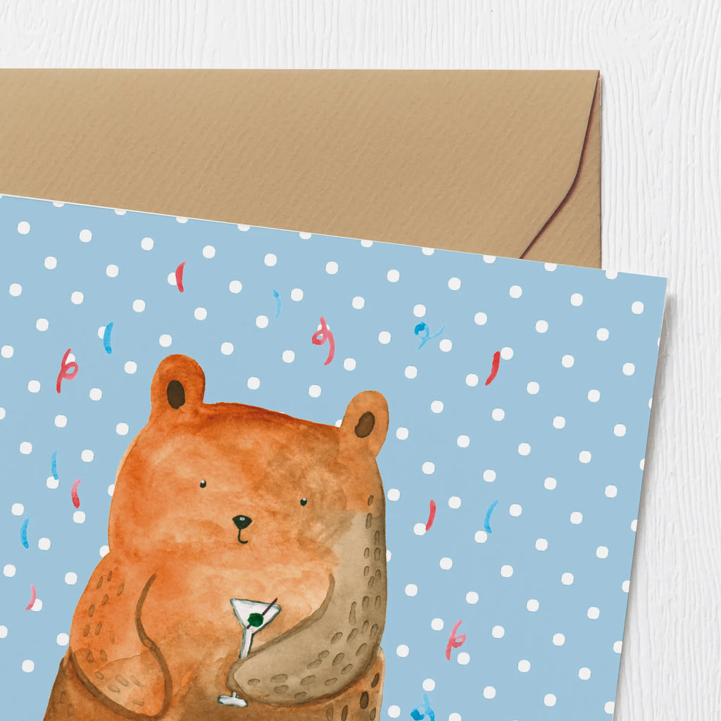 Deluxe Card bear party Hochwertige Grußkarte, Geburtstagskarte, Hochzeitskarte, Einladungskarte, Grußkarte, Klappkarte, Karte, Glückwunschkarte, Hochwertige Klappkarte, Bär, Teddy, Teddybär, Abfeiern, Party, Geschenk, Gute Laune, Geburtstagsgeschenk, Geburtstag, Feiern, Mitbringsel, Lustig