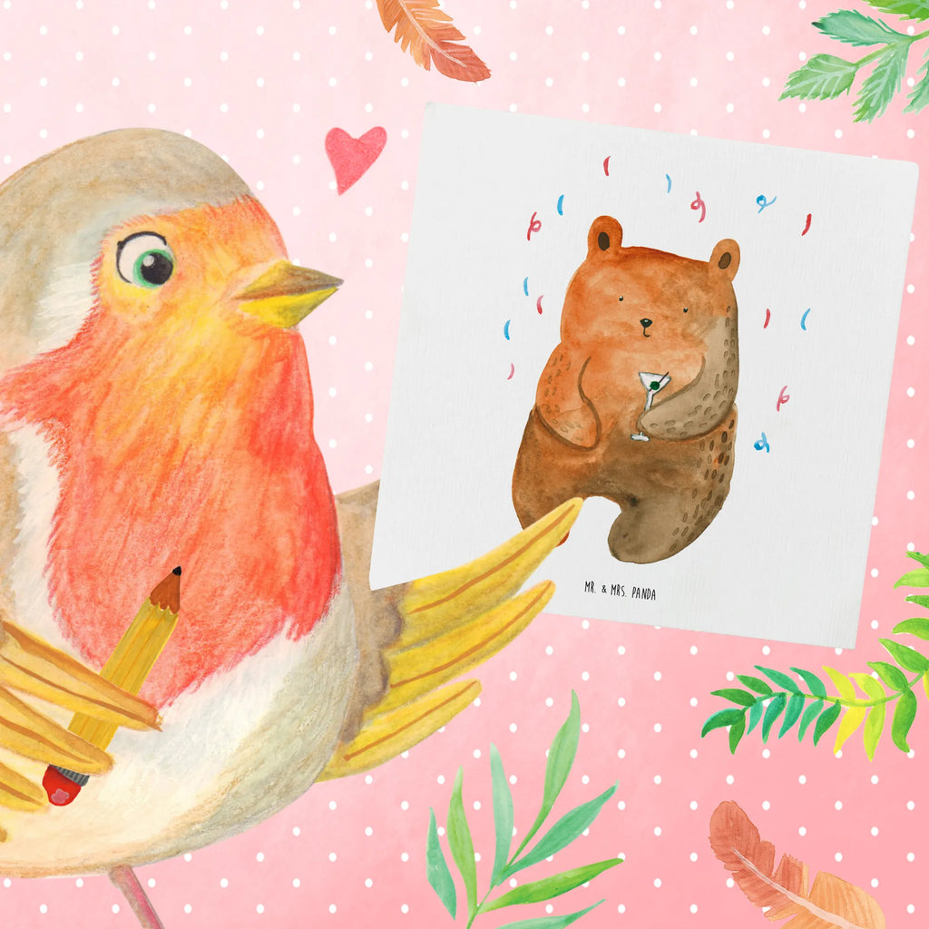 Deluxe Card bear party Hochwertige Grußkarte, Geburtstagskarte, Hochzeitskarte, Einladungskarte, Grußkarte, Klappkarte, Karte, Glückwunschkarte, Hochwertige Klappkarte, Bär, Teddy, Teddybär, Abfeiern, Party, Geschenk, Gute Laune, Geburtstagsgeschenk, Geburtstag, Feiern, Mitbringsel, Lustig