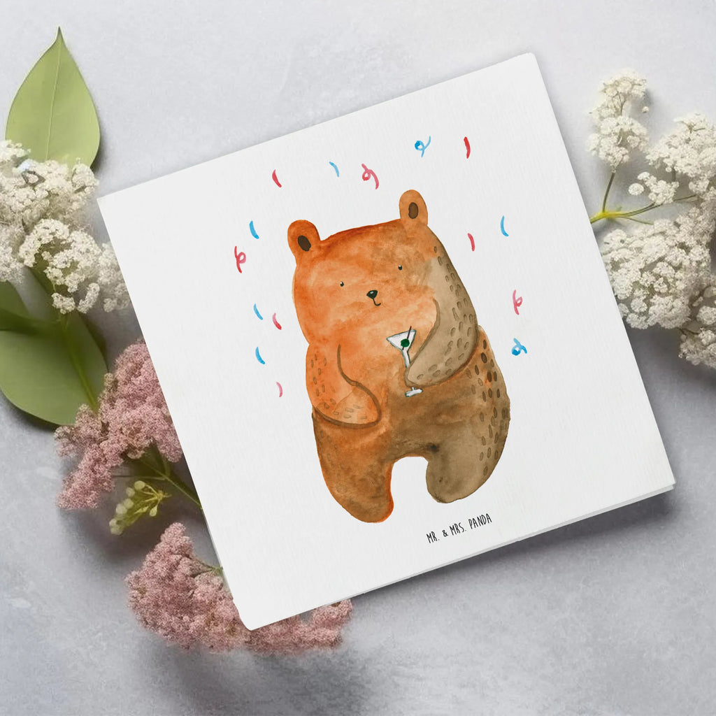Deluxe Card bear party Hochwertige Grußkarte, Geburtstagskarte, Hochzeitskarte, Einladungskarte, Grußkarte, Klappkarte, Karte, Glückwunschkarte, Hochwertige Klappkarte, Bär, Teddy, Teddybär, Abfeiern, Party, Geschenk, Gute Laune, Geburtstagsgeschenk, Geburtstag, Feiern, Mitbringsel, Lustig